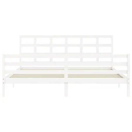 Cadre de lit sans matelas blanc 200x200 cm bois massif