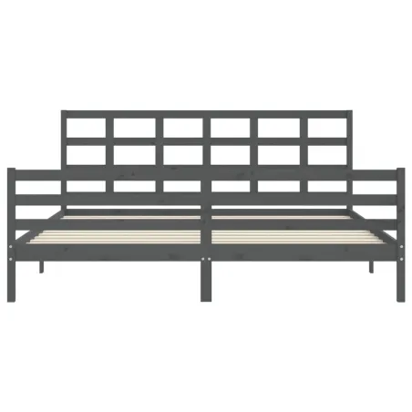 Cadre de lit sans matelas gris 200x200 cm bois massif