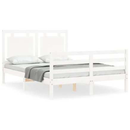 Cadre de lit sans matelas blanc bois massif 2