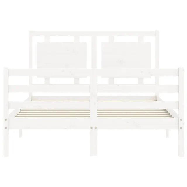 Cadre de lit sans matelas blanc bois massif