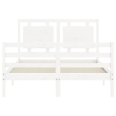 Cadre de lit sans matelas blanc 140x190 cm bois massif