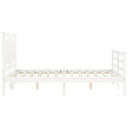 Cadre de lit sans matelas blanc 140x190 cm bois massif