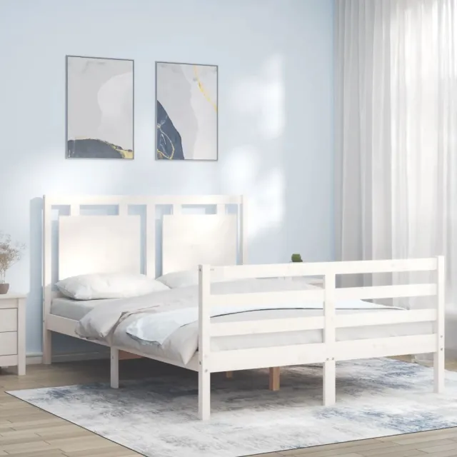 Cadre de lit sans matelas blanc 120x200 cm bois massif