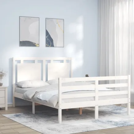 Cadre de lit sans matelas blanc 140x200 cm bois massif