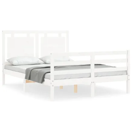 Cadre de lit sans matelas blanc 140x200 cm bois massif 2