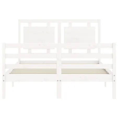 Cadre de lit sans matelas blanc 140x200 cm bois massif