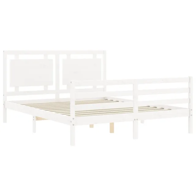 Cadre de lit sans matelas blanc 160x200 cm bois massif