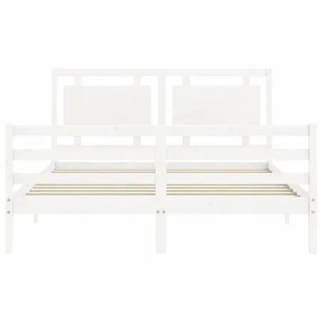 Cadre de lit sans matelas blanc 160x200 cm bois massif