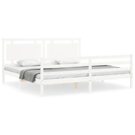 Cadre de lit sans matelas blanc 200x200 cm bois massif 2