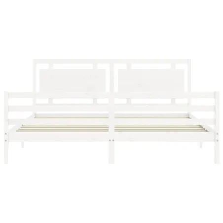 Cadre de lit sans matelas blanc 200x200 cm bois massif