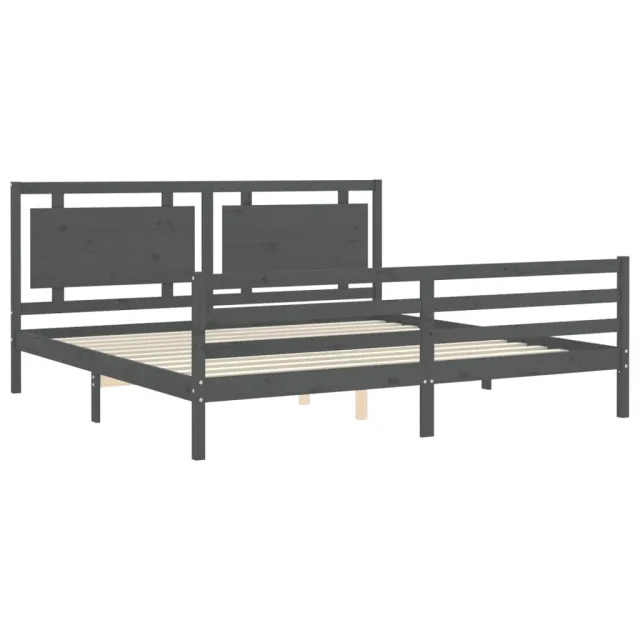Cadre de lit sans matelas gris 200x200 cm bois massif