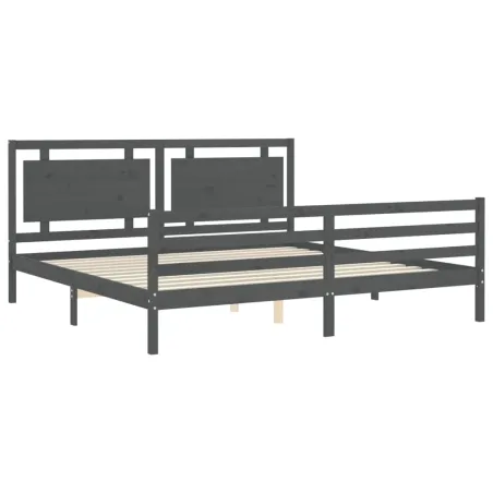 Cadre de lit sans matelas gris 200x200 cm bois massif