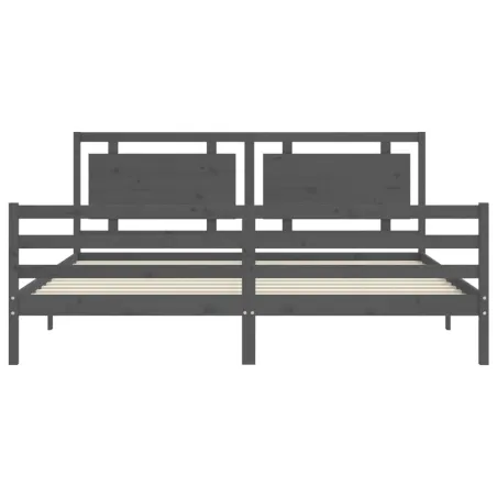 Cadre de lit sans matelas gris 200x200 cm bois massif