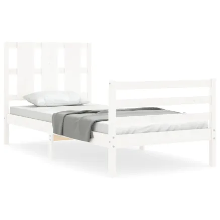 Cadre de lit sans matelas blanc bois massif 2