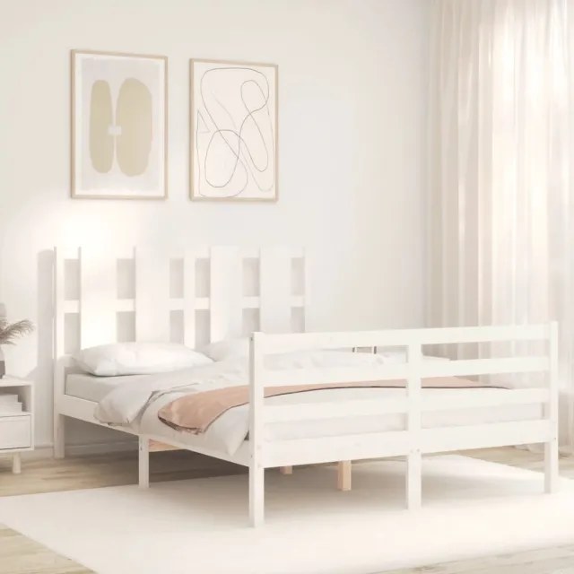 Cadre de lit sans matelas blanc bois massif