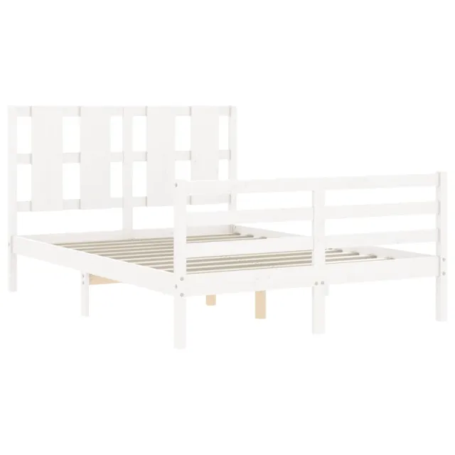 Cadre de lit sans matelas blanc bois massif