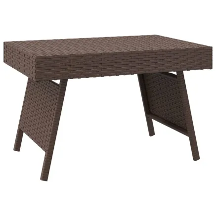Table d'appoint pliable marron 60x40x38 cm résine tressée 2