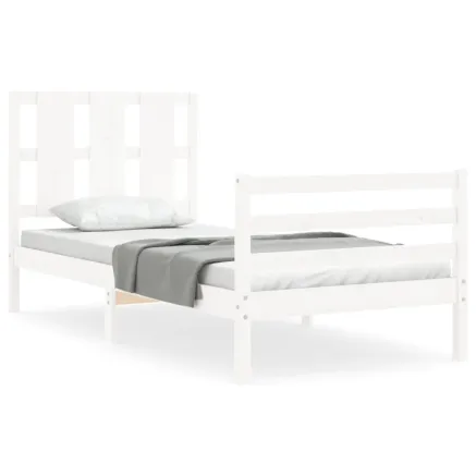 Cadre de lit sans matelas blanc 100x200 cm bois massif 2