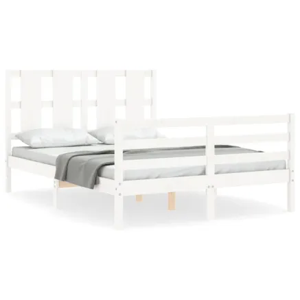 Cadre de lit sans matelas blanc 140x200 cm bois massif 2