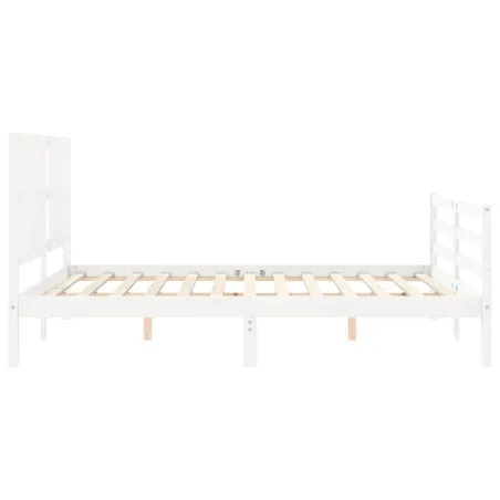 Cadre de lit sans matelas blanc bois de pin massif