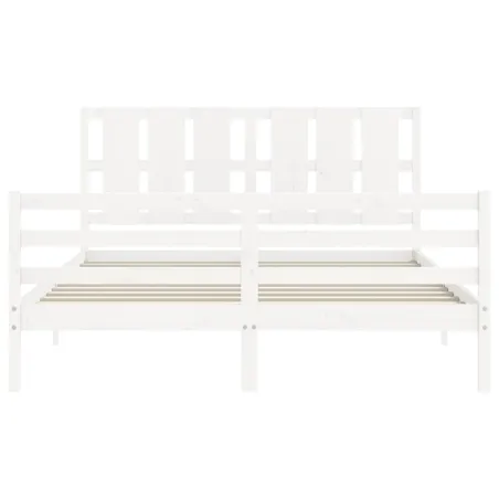 Cadre de lit sans matelas blanc bois de pin massif