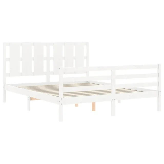Cadre de lit sans matelas blanc 160x200 cm bois massif
