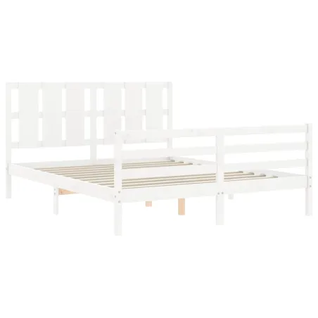 Cadre de lit sans matelas blanc 160x200 cm bois massif