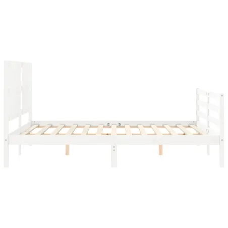 Cadre de lit sans matelas blanc 160x200 cm bois massif