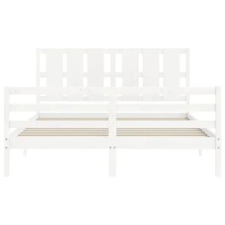 Cadre de lit sans matelas blanc 160x200 cm bois massif