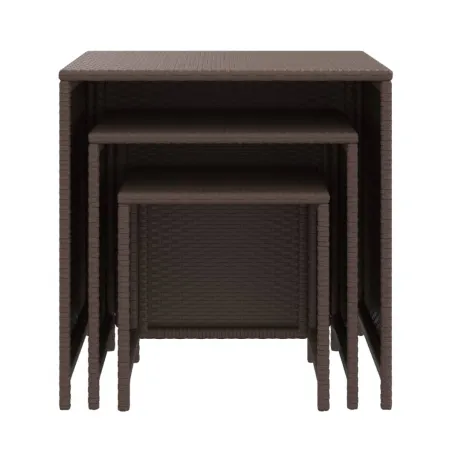 Tables gigognes 3 pcs marron résine tressée
