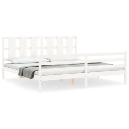 Cadre de lit sans matelas blanc bois massif 2