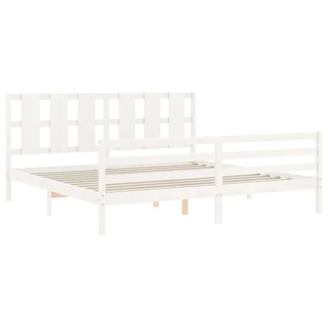 Cadre de lit sans matelas blanc bois massif