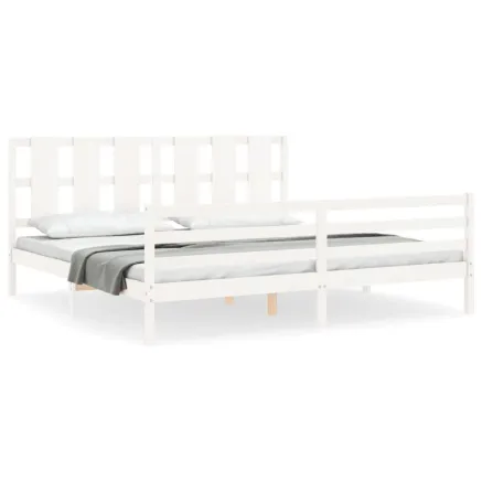 Cadre de lit sans matelas blanc 200x200 cm bois massif 2