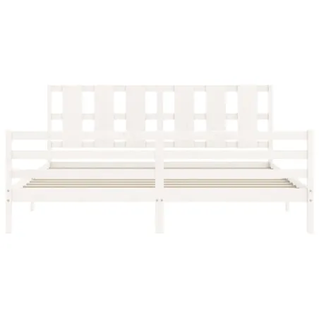 Cadre de lit sans matelas blanc 200x200 cm bois massif