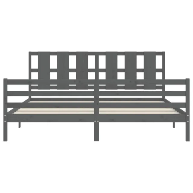 Cadre de lit sans matelas gris 200x200 cm bois massif