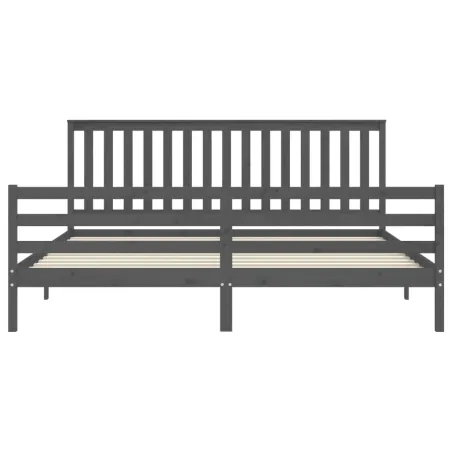 Cadre de lit sans matelas gris 200x200 cm bois massif