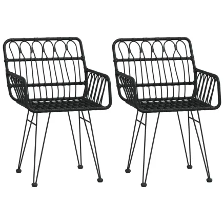 Chaises de jardin lot de 2 avec accoudoir Noir 56x64x80 cm 2