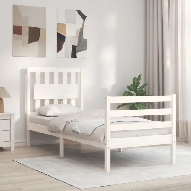 Cadre de lit sans matelas blanc bois massif