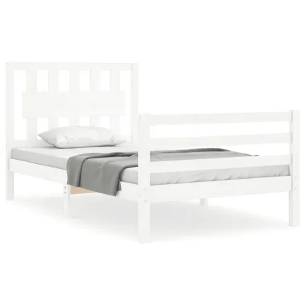 Cadre de lit sans matelas blanc bois massif 2