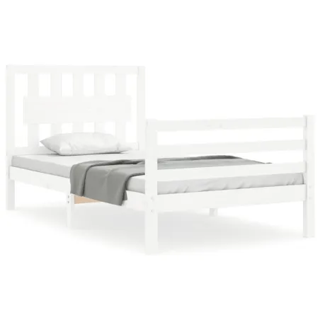 Cadre de lit sans matelas blanc bois massif