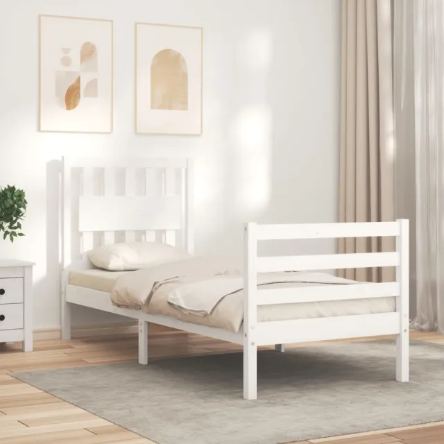 Cadre de lit sans matelas blanc bois massif