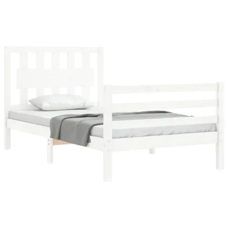 Cadre de lit sans matelas blanc bois massif