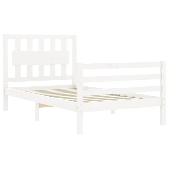 Cadre de lit sans matelas blanc bois massif