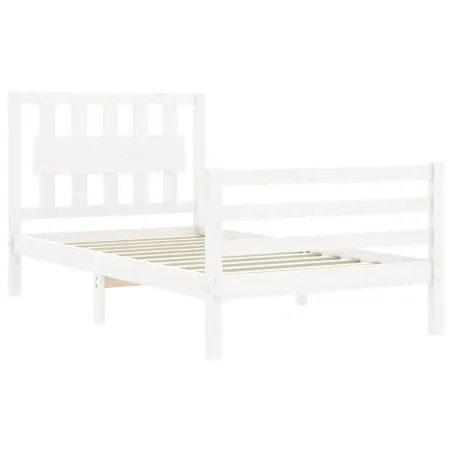 Cadre de lit sans matelas blanc bois massif