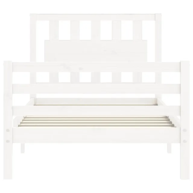 Cadre de lit sans matelas blanc bois massif