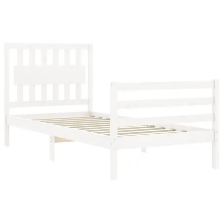 Cadre de lit sans matelas blanc bois massif