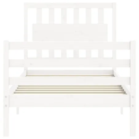 Cadre de lit sans matelas blanc bois massif