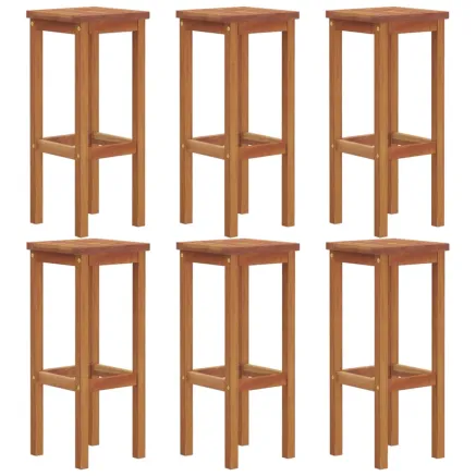 Tabourets de bar lot de 6 bois massif d'acacia 2