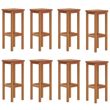 Tabourets de bar lot de 8 bois massif d'acacia 2