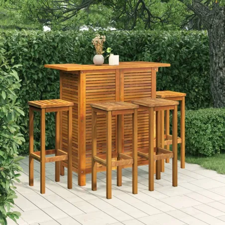 Ensemble de bar de jardin 5 pcs Bois d'acacia massif